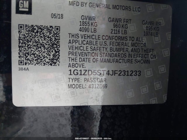 1G1ZD5ST4JF231233 Chevrolet MALIBU LT
