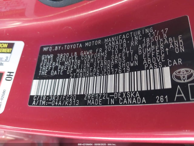Toyota Corolla 2018 2T1BURHE6JC017619 Image 21