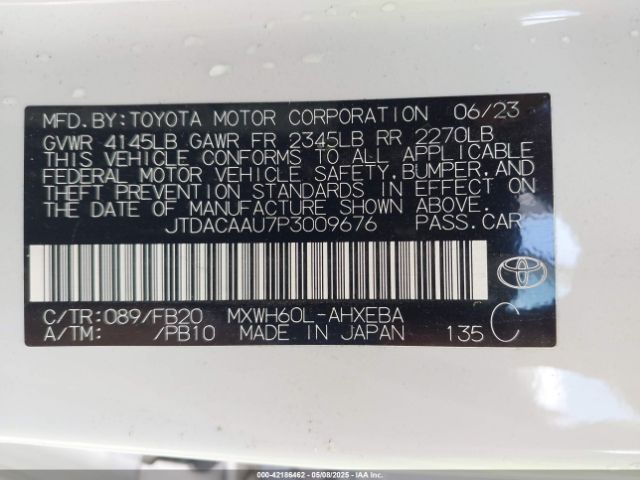 JTDACAAU7P3009676 Toyota Prius Le