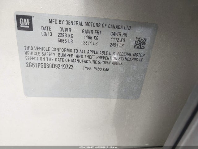 2013 CADILLAC XTS 2G61P5S30D9219723 Photo 8