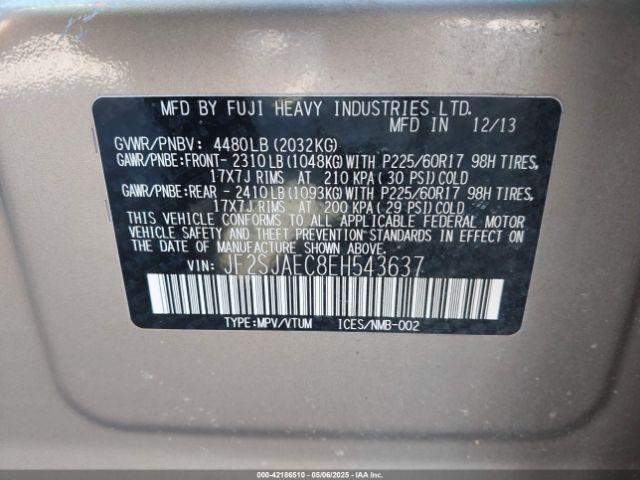 JF2SJAEC8EH543637 Subaru Forester 2.5i Premium