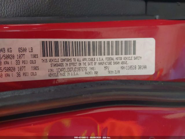 2018 DODGE DURANGO 1C4RDJDG7JC187276 Photo 8