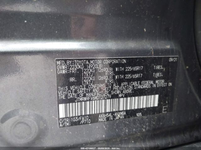 JTMRWRFV6MD127279 Toyota Rav4 Hybrid Xle