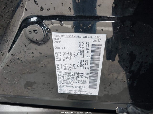 5N1AT2MV5HC848927 Nissan ROGUE SV