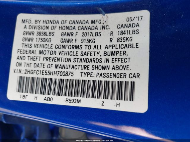 2HGFC1E55HH700875 Honda CIVIC SI
