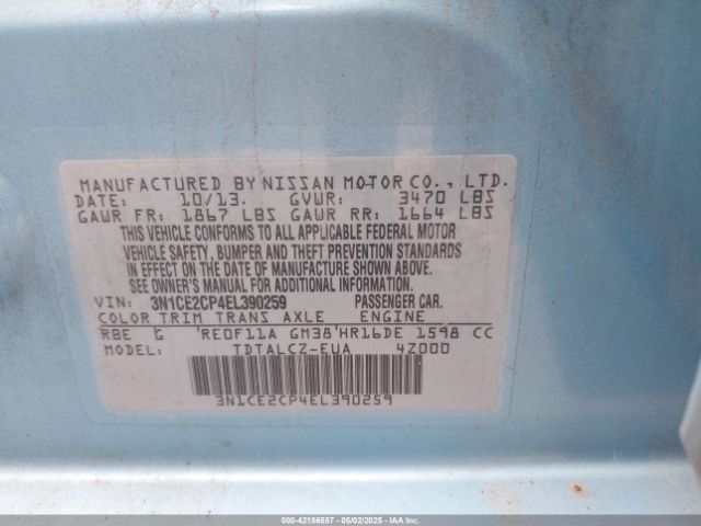 3N1CE2CP4EL390259 Nissan Versa Note S Plus