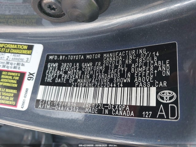 Toyota Corolla Le Eco 2014 2T1BPRHE7EC204414 Image 9