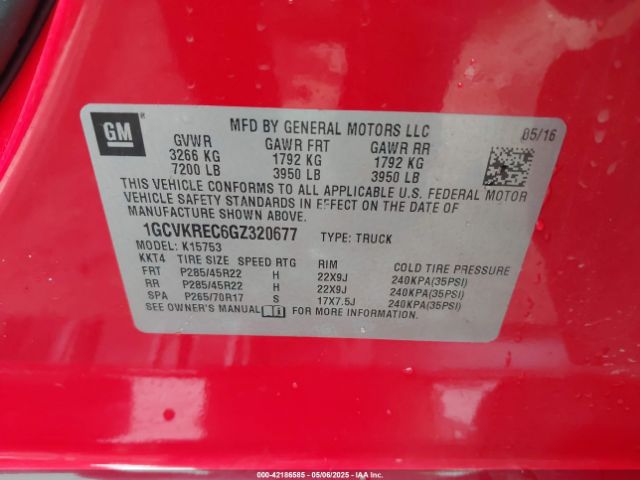 1GCVKREC6GZ320677 Chevrolet Silverado 1500 2lt