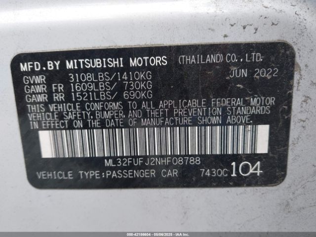 2022 MITSUBISHI MIRAGE G4 ML32FUFJ2NHF08788 Photo 8