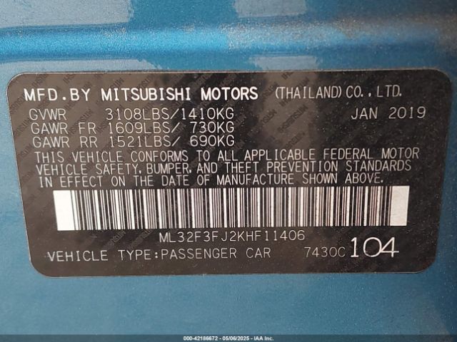 2019 MITSUBISHI MIRAGE G4 ML32F3FJ2KHF11406 Photo 8