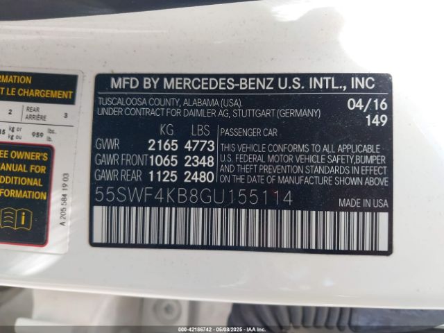 55SWF4KB8GU155114 Mercedes-Benz C 300 4matic/luxury 4matic/sport 4matic