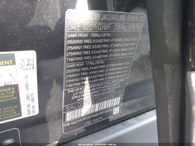 Land Rover aj133 s/c 2021 SALGS2SE0MA439172 Image 9