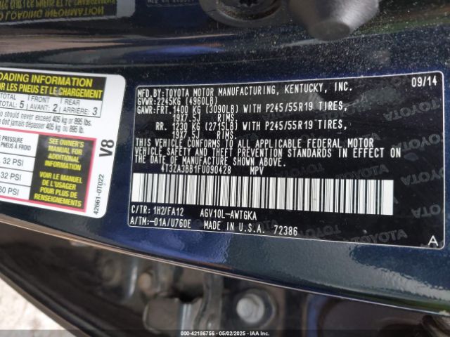 4T3ZA3BB1FU090428 Toyota VENZA LE