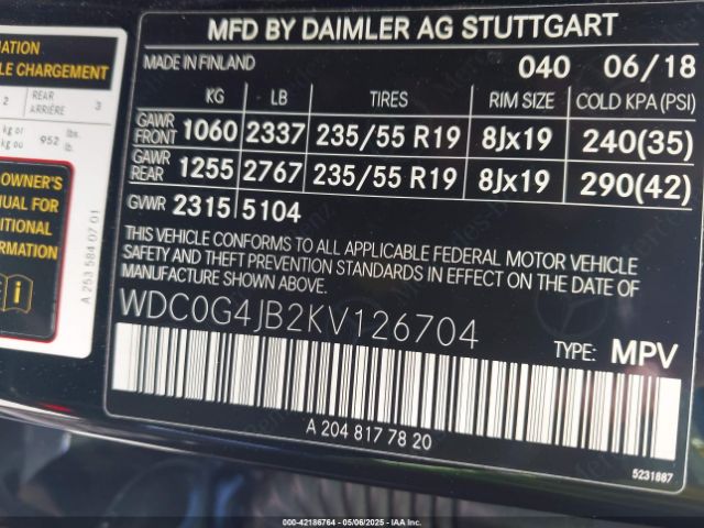2019 MERCEDES-BENZ GLC 300 WDC0G4JB2KV126704 Photo 8