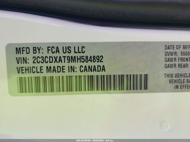 2C3CDXAT9MH584892 Dodge Charger Police Rwd