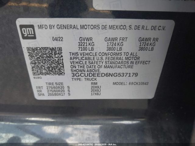2022 CHEVROLET SILVERADO 1500 3GCUDEED6NG537179 Photo 8