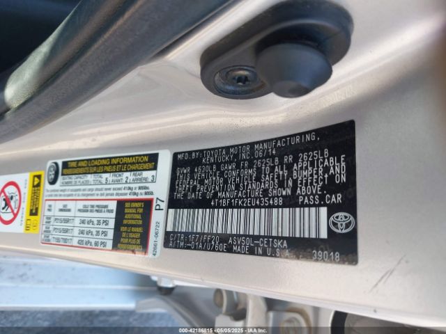 4T1BF1FK2EU435488 Toyota CAMRY SE