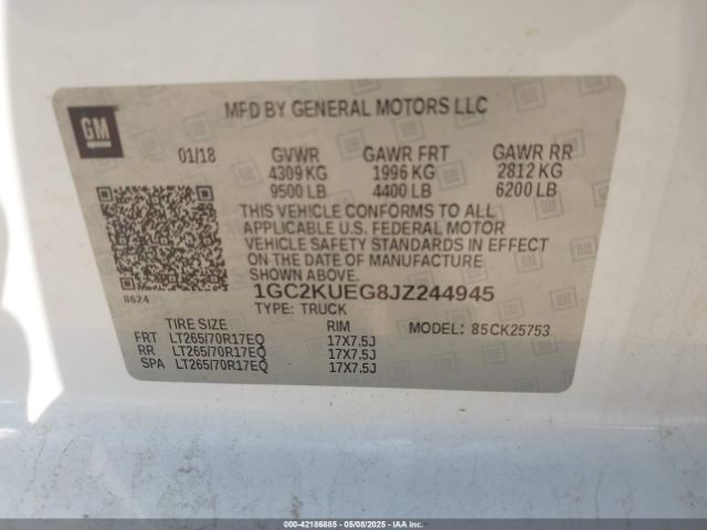 1GC2KUEG8JZ244945 Chevrolet l96 - e85 max, iron