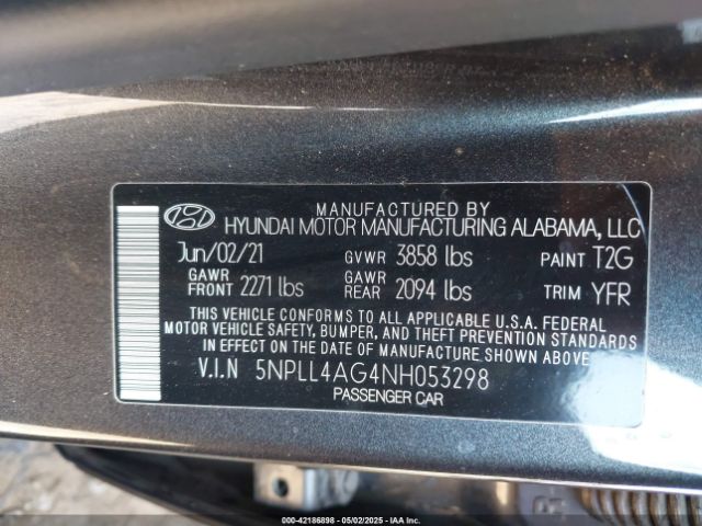 5NPLL4AG4NH053298 Hyundai mpi nu pe