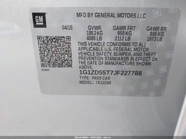 1G1ZD5ST7JF227788 Chevrolet MALIBU LT