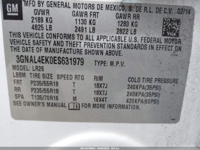 3GNAL4EK0ES631979 Chevrolet Captiva Sport Ltz