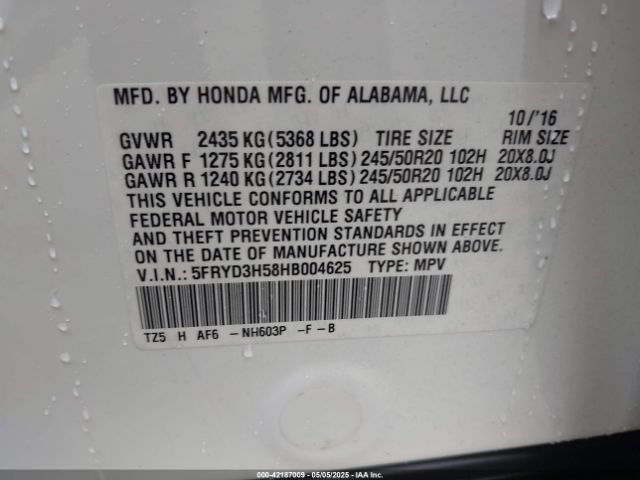 5FRYD3H58HB004625 Acura Mdx Technology Package