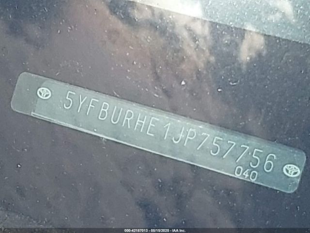 5YFBURHE1JP757756 Toyota COROLLA SE