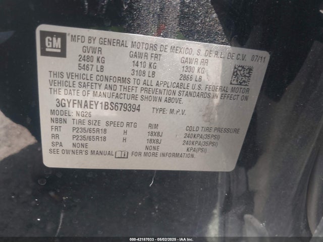 2011 CADILLAC SRX 3GYFNAEY1BS679394 Photo 8
