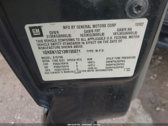 2003 GMC YUKON 1GKEK13Z13R195871 Photo 8