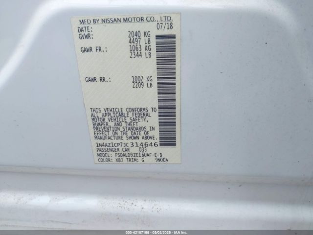 1N4AZ1CP7JC314646 Nissan LEAF SV