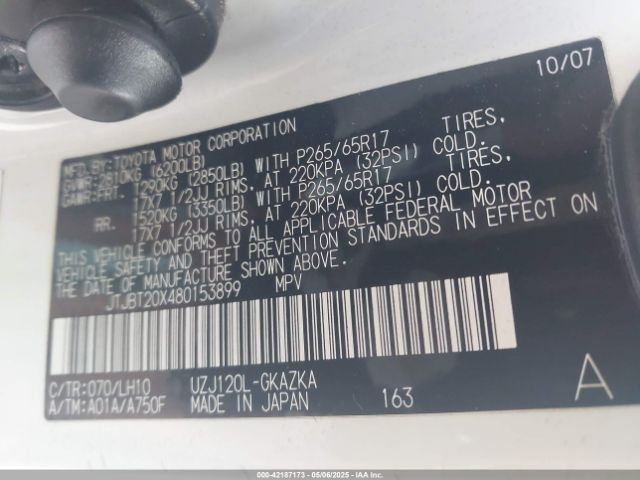 2008 LEXUS GX 470 JTJBT20X480153899 Photo 8