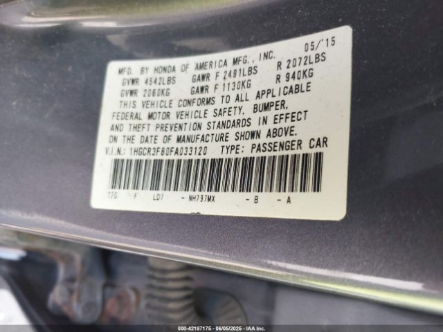 1HGCR3F80FA033120 Honda Accord Ex-l V-6