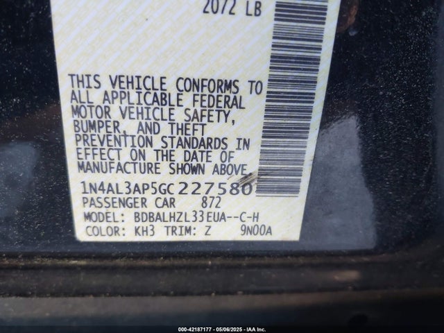 1N4AL3AP5GC227580 Nissan Altima 2.5 Sr
