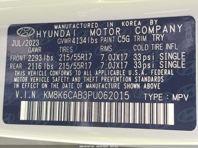 KM8K6CAB3PU062015 Hyundai Kona Sel