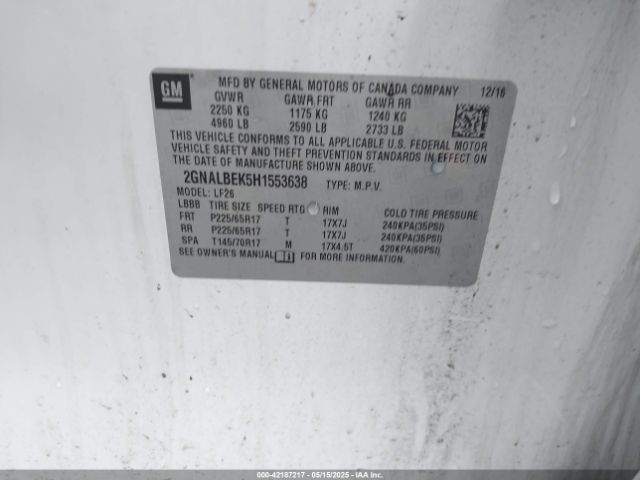 2GNALBEK5H1553638 Chevrolet EQUINOX LS