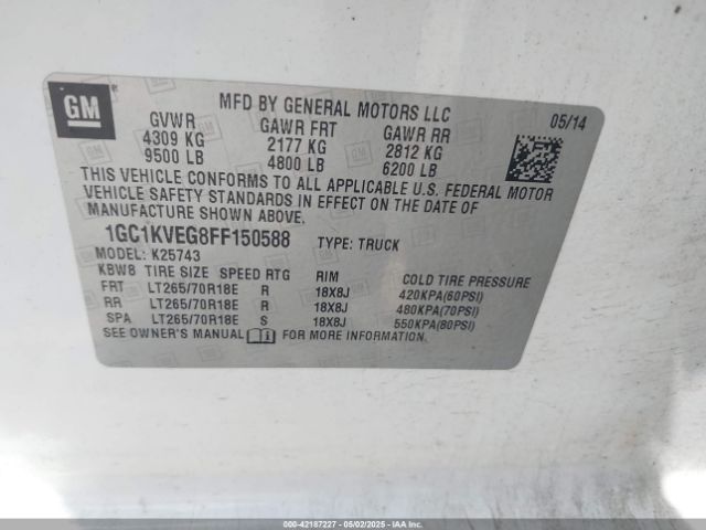1GC1KVEG8FF150588 Chevrolet Silverado 2500hd Lt