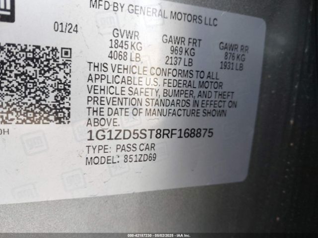 1G1ZD5ST8RF168875 Chevrolet Malibu Fwd 1lt