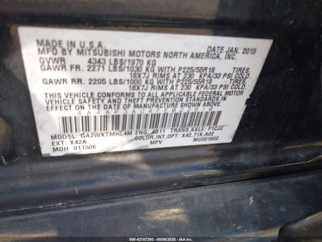 2015 MITSUBISHI OUTLANDER SPORT 4A4AP3AU4FE022610 Photo 8