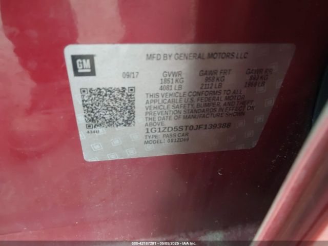 1G1ZD5ST0JF139388 Chevrolet MALIBU LT
