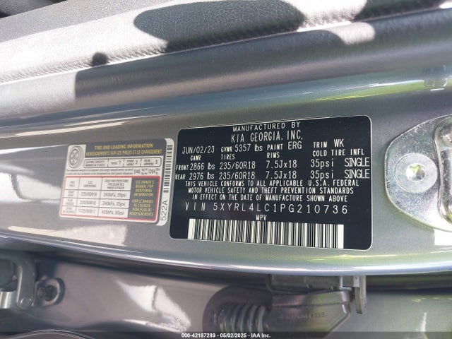 5XYRL4LC1PG210736 KIA SORENTO S