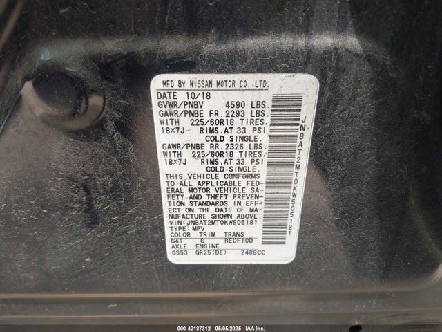 JN8AT2MT0KW505181 Nissan Rogue