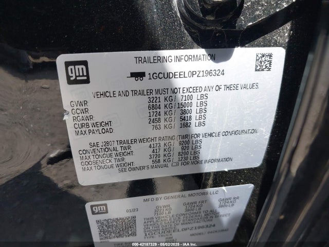 1GCUDEEL0PZ196324 Chevrolet Silverado 1500 4wd  Short Bed Rst