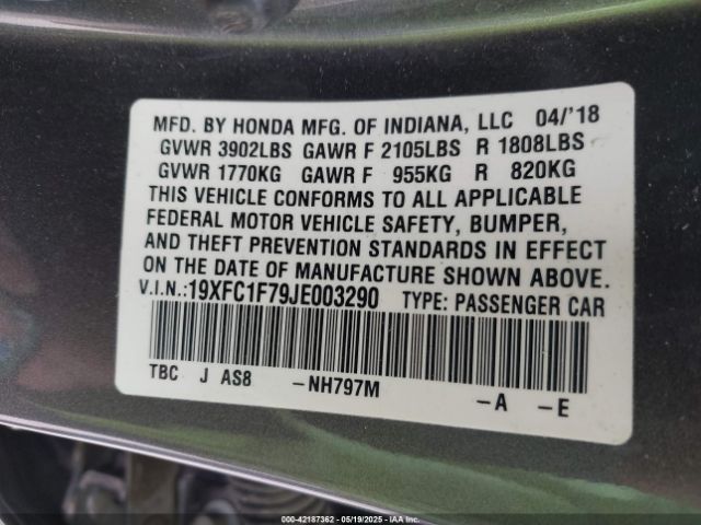 19XFC1F79JE003290 Honda Civic Ex-l