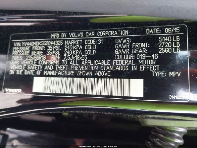YV440MDK5G2844325 Volvo Xc60 T5 Drive-e Premier