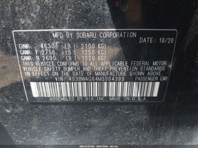 4S3BWAG64M3004399 Subaru Legacy Sport