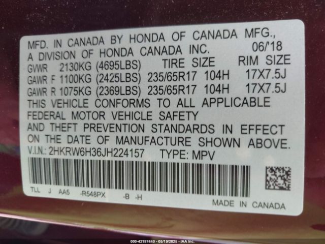 2018 HONDA CR-V 2HKRW6H36JH224157 Photo 8