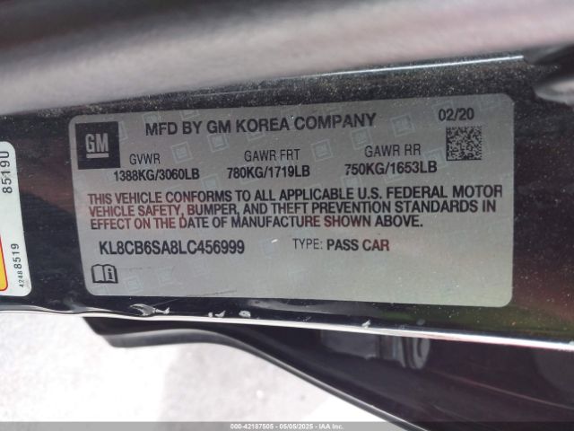 KL8CB6SA8LC456999 Chevrolet Spark Fwd Ls Automatic
