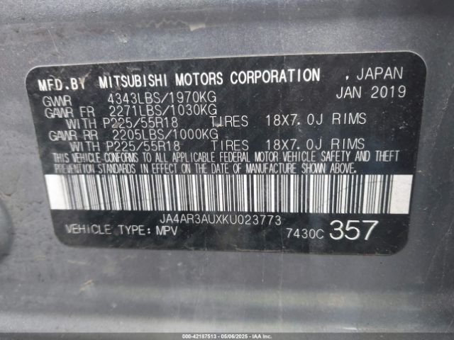 2019 MITSUBISHI OUTLANDER SPORT JA4AR3AUXKU023773 Photo 8