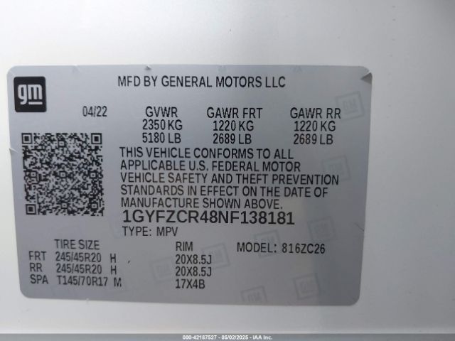 1GYFZCR48NF138181 Cadillac lsy - sidi, vvt, alum, var 3