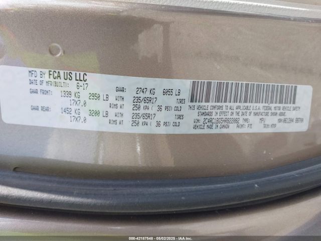 2C4RC1BG5HR822082 Chrysler Pacifica Touring Plus
